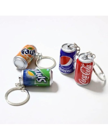 Portachiavi in miniatura a forma di lattina di bevande - Set di 4 (Coca-Cola, Pepsi, Fanta, Sprite)