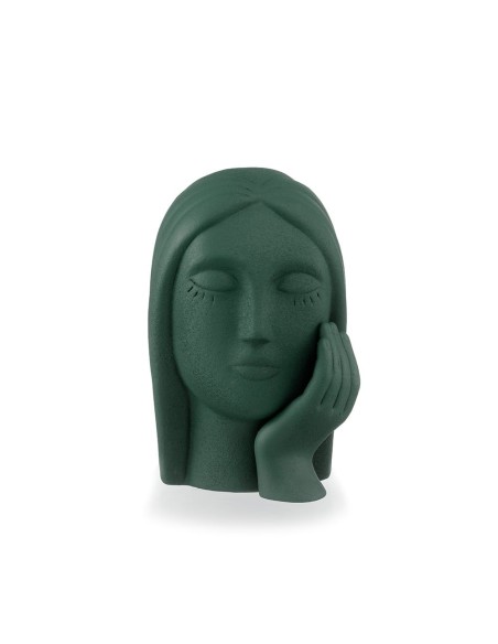 Scultura Volto Donna in Ceramica Verde Ilary Queen 18(H) cm