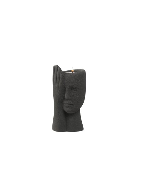 Portacandela Volto con mano Antracite Ilary Queen 18(H) cm
