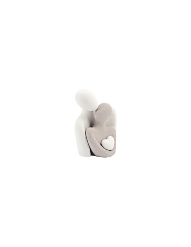 Coppia di Sposi Fatima in Gres Bianco e Tortora 9(H) Cm