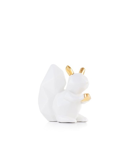 Scoiattolo cucciolo in ceramica bianca e oro EMÒ
