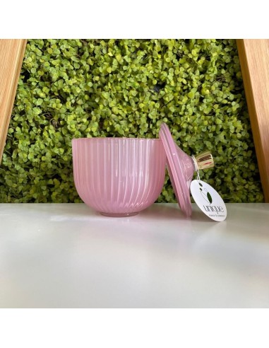 Scatola Portaoggetti Rigata in Vetro Rosa Jutta Maison