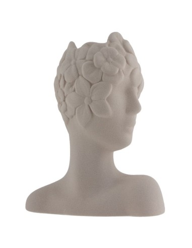 Vaso Profilo Con Fiori In Gres Bianco - Ilary Queen