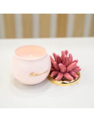 Candela Sfera Piccola Con Riccio Rosa Cipria- Pienne Design