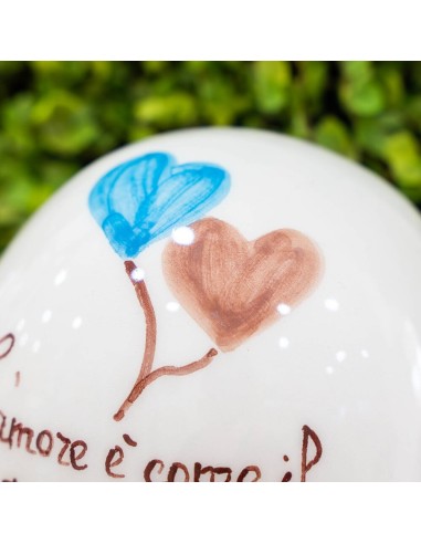 Palloncino Grande Con Cuori Tortora E Celeste - Pienne Design