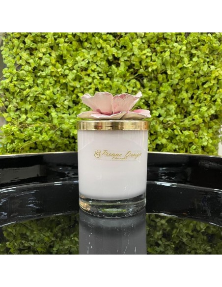 Candela Media Con Fiore Rosa Matt- Pienne Design