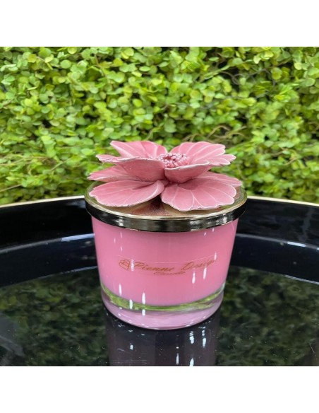 Candela Media Con Fiore Lucido Rosa Antico - Pienne Design