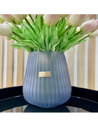 Tom Ch Vaso in vetro rigato grigio