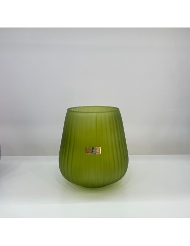 Tom Ch Vaso in vetro rigato verde