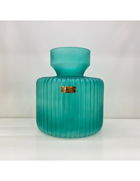 Tom Ch Vaso grande in vetro rigato verde acqua