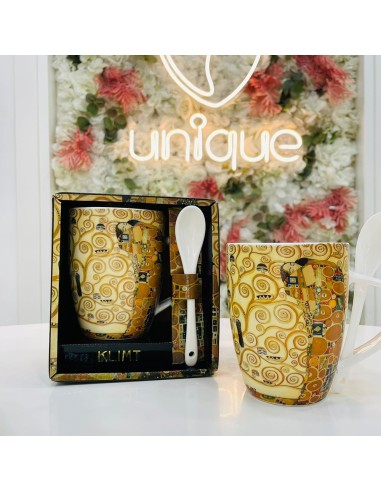 Set borsa con 2 tazze e cucchiaini Klimt Enesco