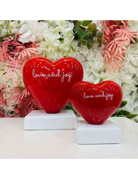 Scultura cuore rosso "love and joy"