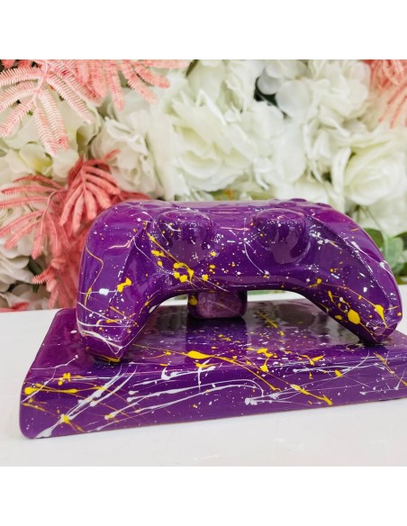 Scultura Controller Joystick Viola con schizzi
