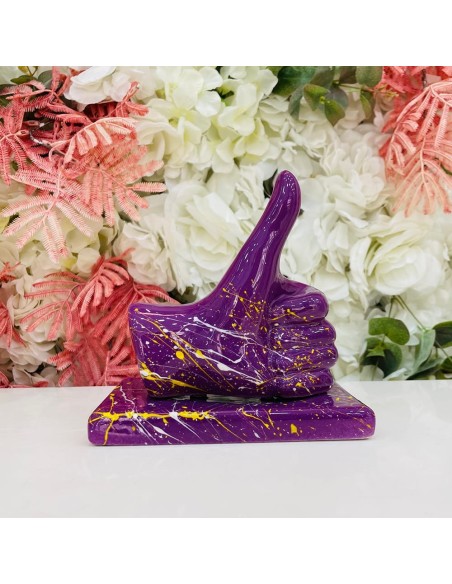 Scultura mano Mi Piace viola con schizzi