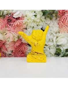 Scultura mano Gioia gialla con schizzi