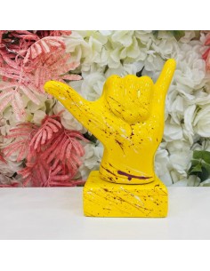 Scultura mano Gioia gialla con schizzi 2