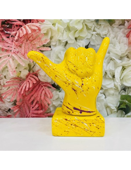 Scultura mano Gioia gialla con schizzi