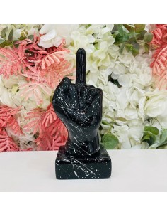 Scultura mano Fuck nera con schizzi