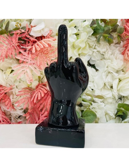 Scultura mano Fuck nera con schizzi