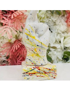 Scultura mano Fortuna bianca con schizzi 2