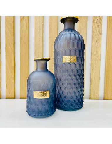 Vaso a bottiglia grigio-azzurro in vetro satinato Tom Ch