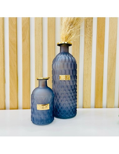 Vaso a bottiglia grigio-azzurro in vetro satinato Tom Ch