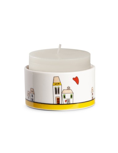 Portacandela giallo Le Casette Egan 8X4(H) cm
