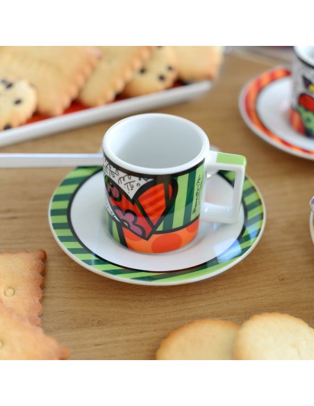 Set 2 Tazzine da caffè con Cuore e Piattini Britto 90 ml