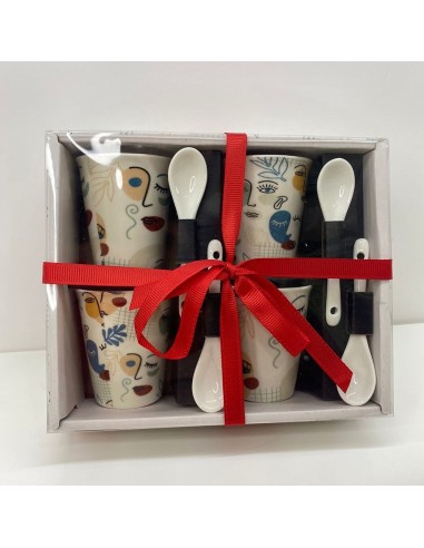 Set 4 Tazzine con cucchiaini Arty Eyes Enesco