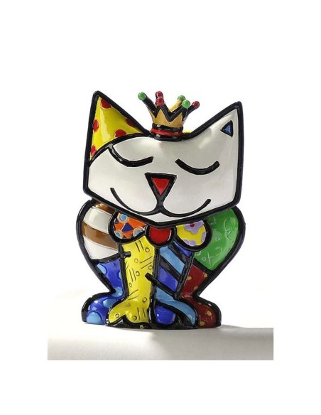 Statuina Gatto con Corona Colorata Romero Britto 6.5(H) Cm