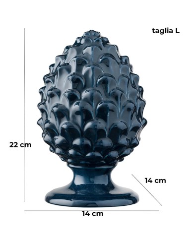 Pigna blu navy dipinta a mano h 22 Montemaggi