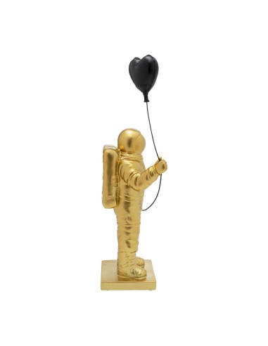 Statua Decorativa Astronauta Dorato con Palloncino a Cuore