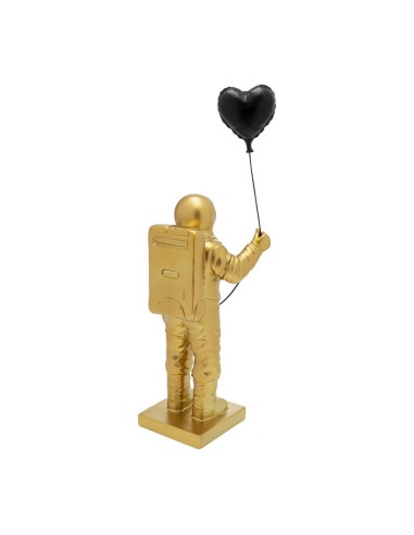 Statua Decorativa Astronauta Dorato con Palloncino a Cuore