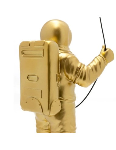 Statua Decorativa Astronauta Dorato con Palloncino a Cuore