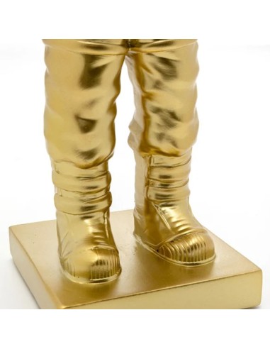 Statua Decorativa Astronauta Dorato con Palloncino a Cuore