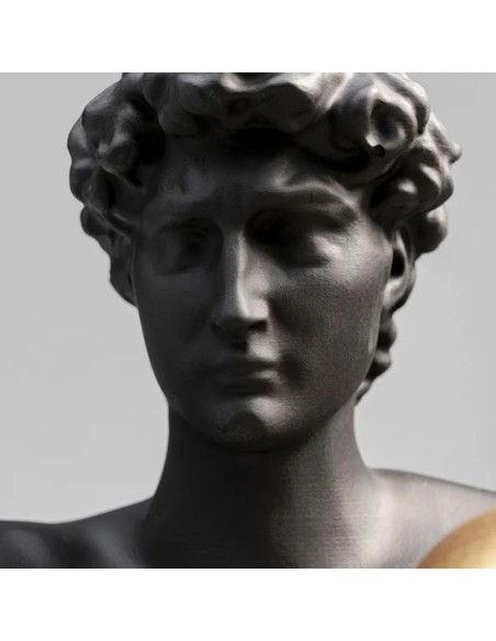 Scultura Decorativa Balboa – Busto Nero con Guantoni Oro in Stile Pop Art