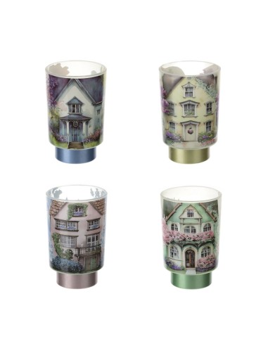 Lampada cilindrica casetta cottage blu Hervit