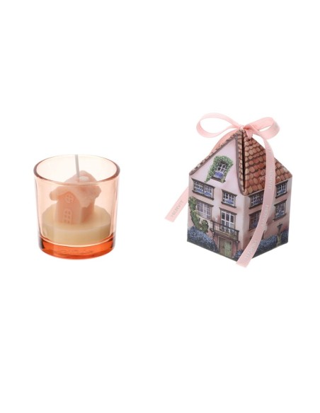 Candela casetta Cottage rosa Hervit
