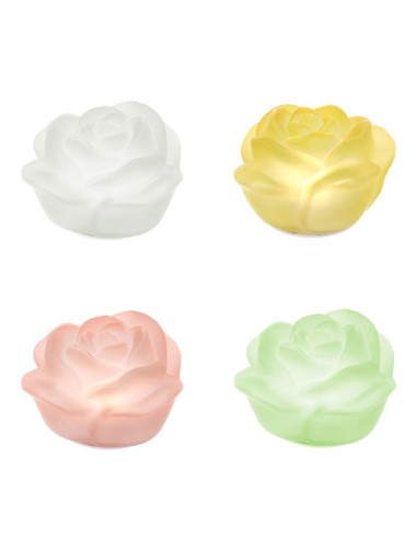 Rosa bianca in vetro satinato con luce led Hervit