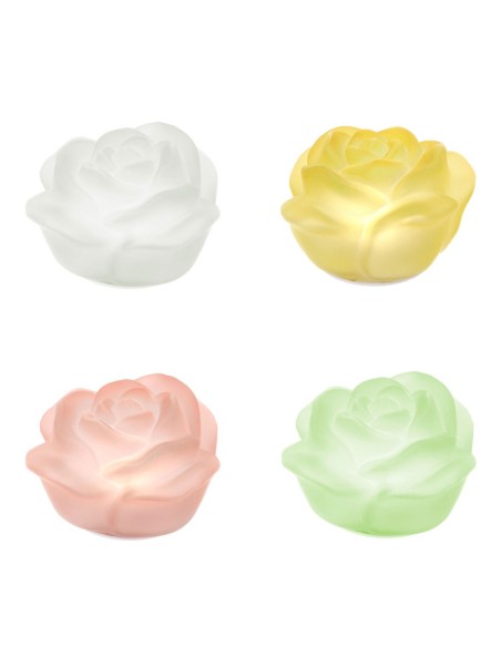 Rosa rosa in vetro satinato con luce led Hervit