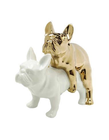 Statua Decorativa "Love Dogs" Oro e Bianco