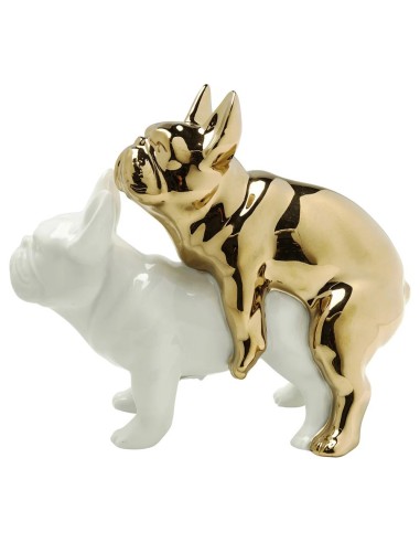 Statua Decorativa "Love Dogs" Oro e Bianco