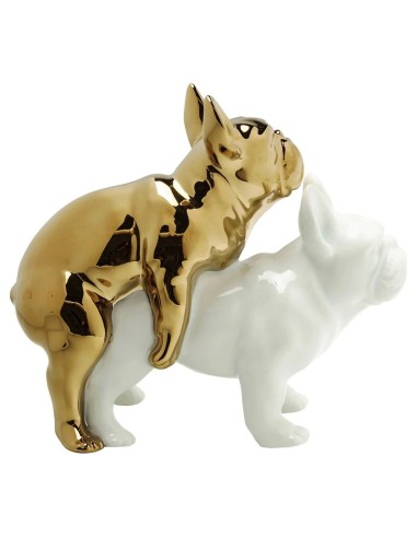 Statua Decorativa "Love Dogs" Oro e Bianco