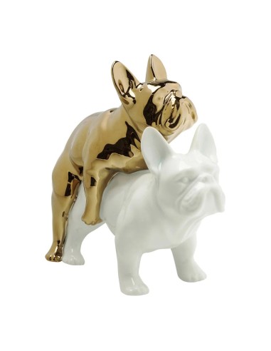 Statua Decorativa "Love Dogs" Oro e Bianco