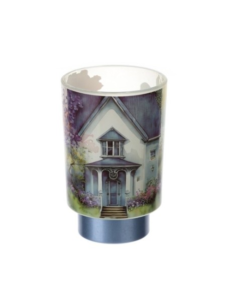 Lampada cilindrica casetta cottage blu Hervit