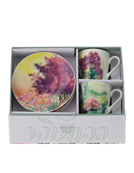 Set 2 Tazzine da caffè Cottage rosa con box regalo Hervit
