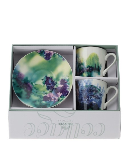 Set 2 Tazzine da caffè Cottage blu con box regalo Hervit