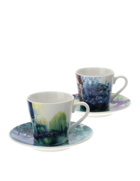 Set 2 Tazzine da caffè Cottage blu con box regalo Hervit