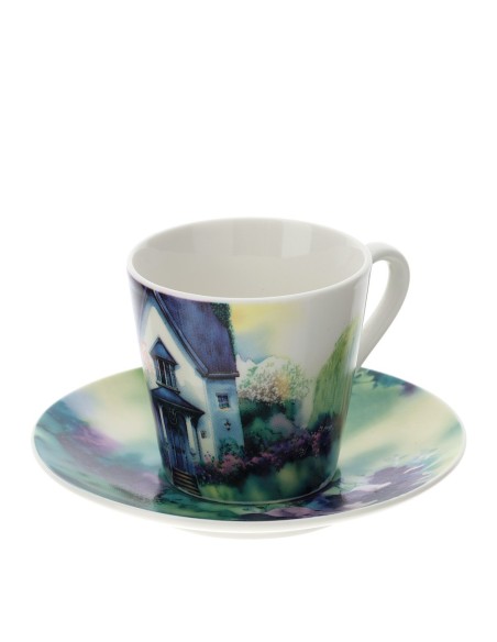 Set 2 Tazzine da caffè Cottage blu con box regalo Hervit