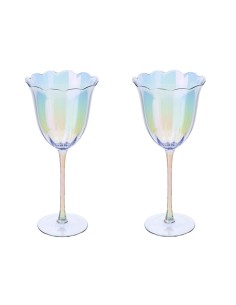 Set 2 bicchieri vino in vetro iridescente Hervit